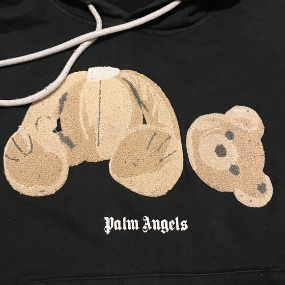 Palm Angels Black Teddy Bear Hoodie Sweatshirt Size Small - Picture 2 of 16